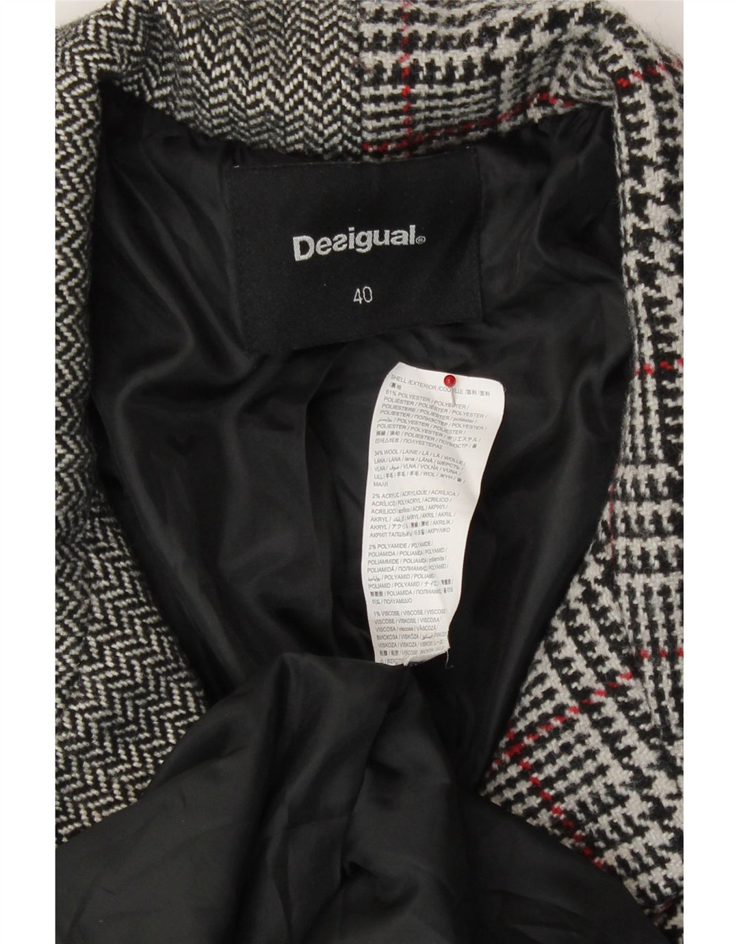 Desigual Damen Mantel EU 40 Mittelgraues Patchwork-Polyester