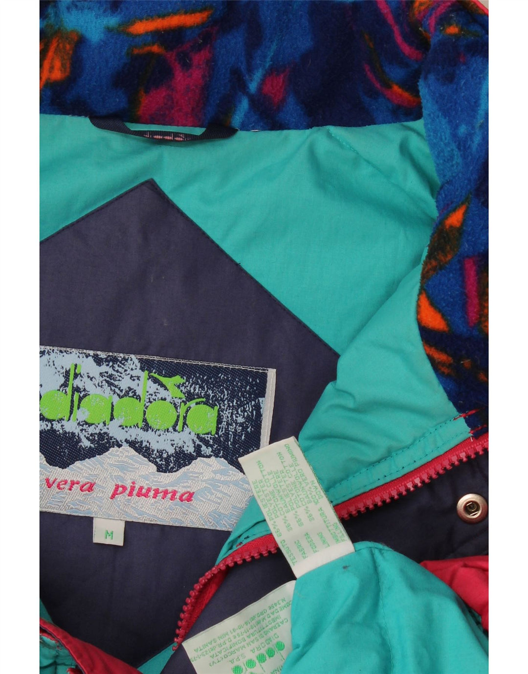 Diadora Herren-Skijacke UK 38 Mittelrosa Colourblock-Polyester