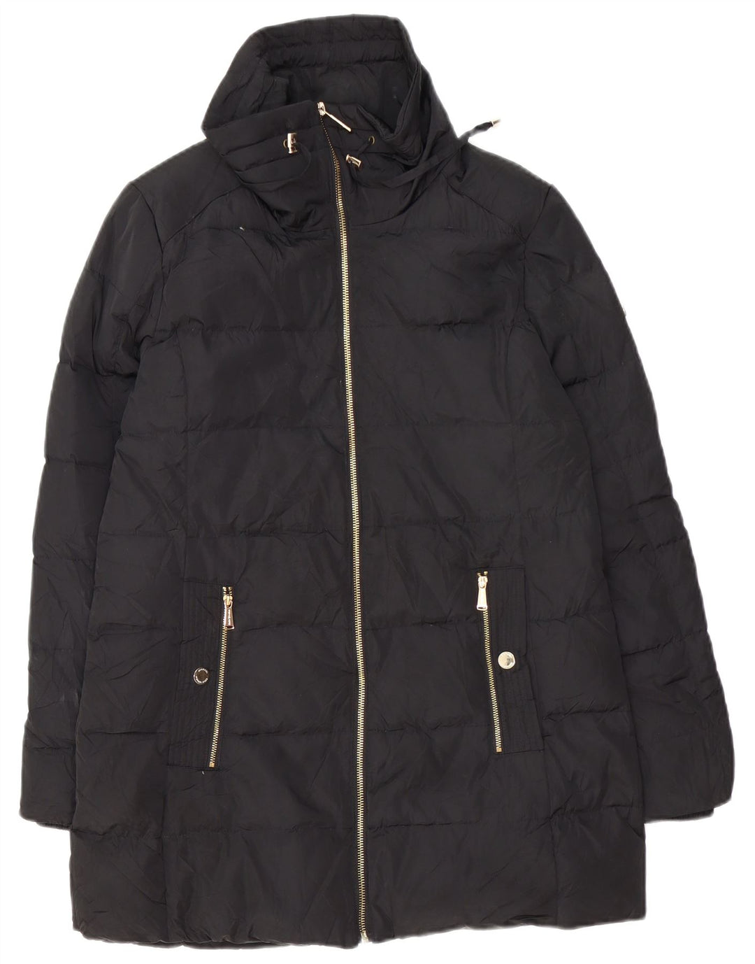 Michael Kors Damen Übergroßer gepolsterter Mantel UK 10 Small Schwarz Polyester