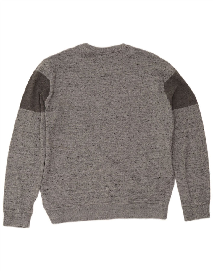 Calvin Klein Herren-Pullover mit grafischem Rundhalsausschnitt, groß, grau meliert