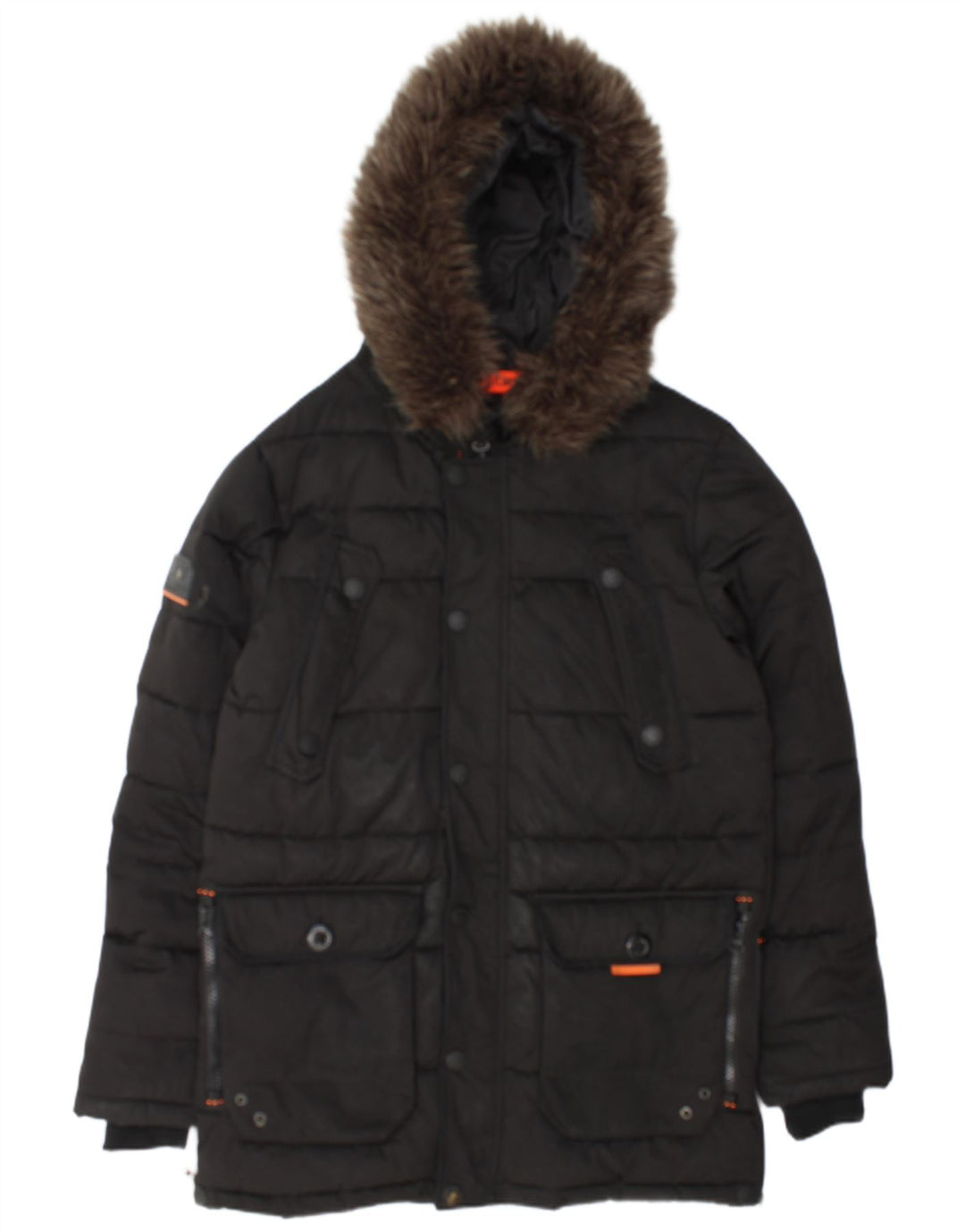 Superdry Herren-Jacke mit Kapuze, gepolstert, UK 38, Mittelschwarz, Polyester