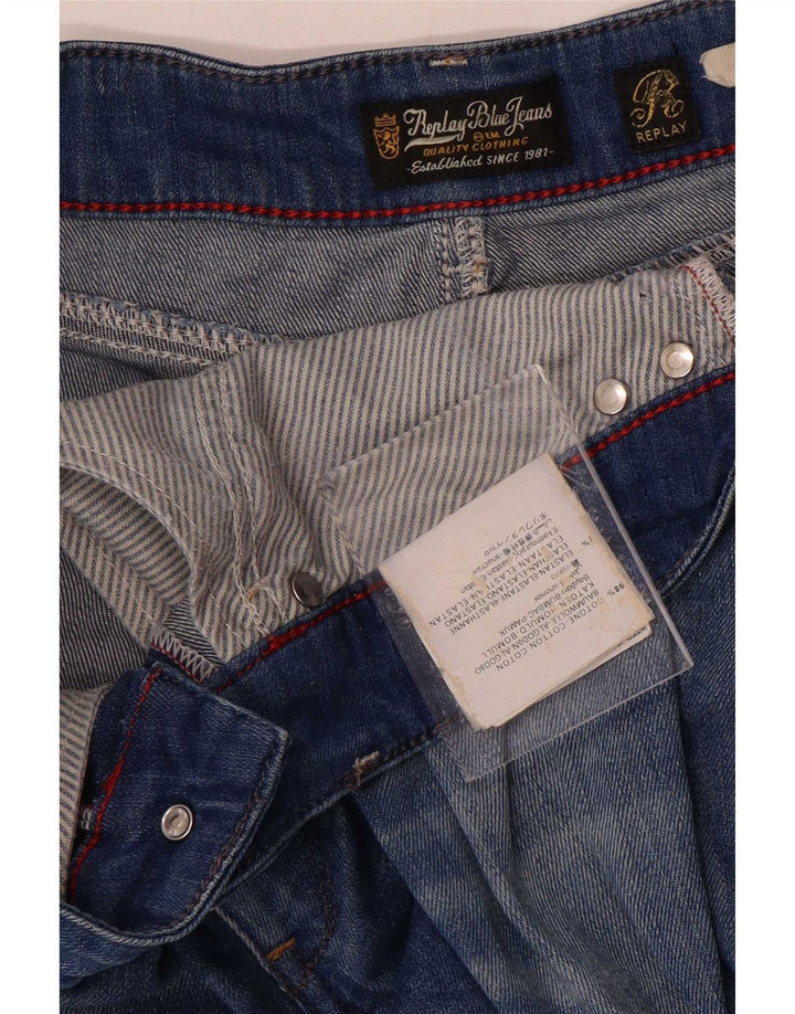Replay Damen Slim Jeans W30 L34 Blaue Baumwolle
