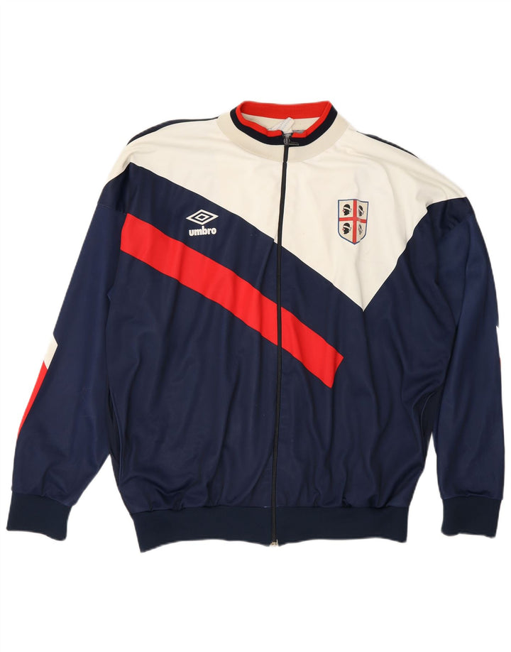 Umbro Herren Cagliari 1990–1991 Trainingsanzug-Oberteil, Jacke, Größe L, Marineblau