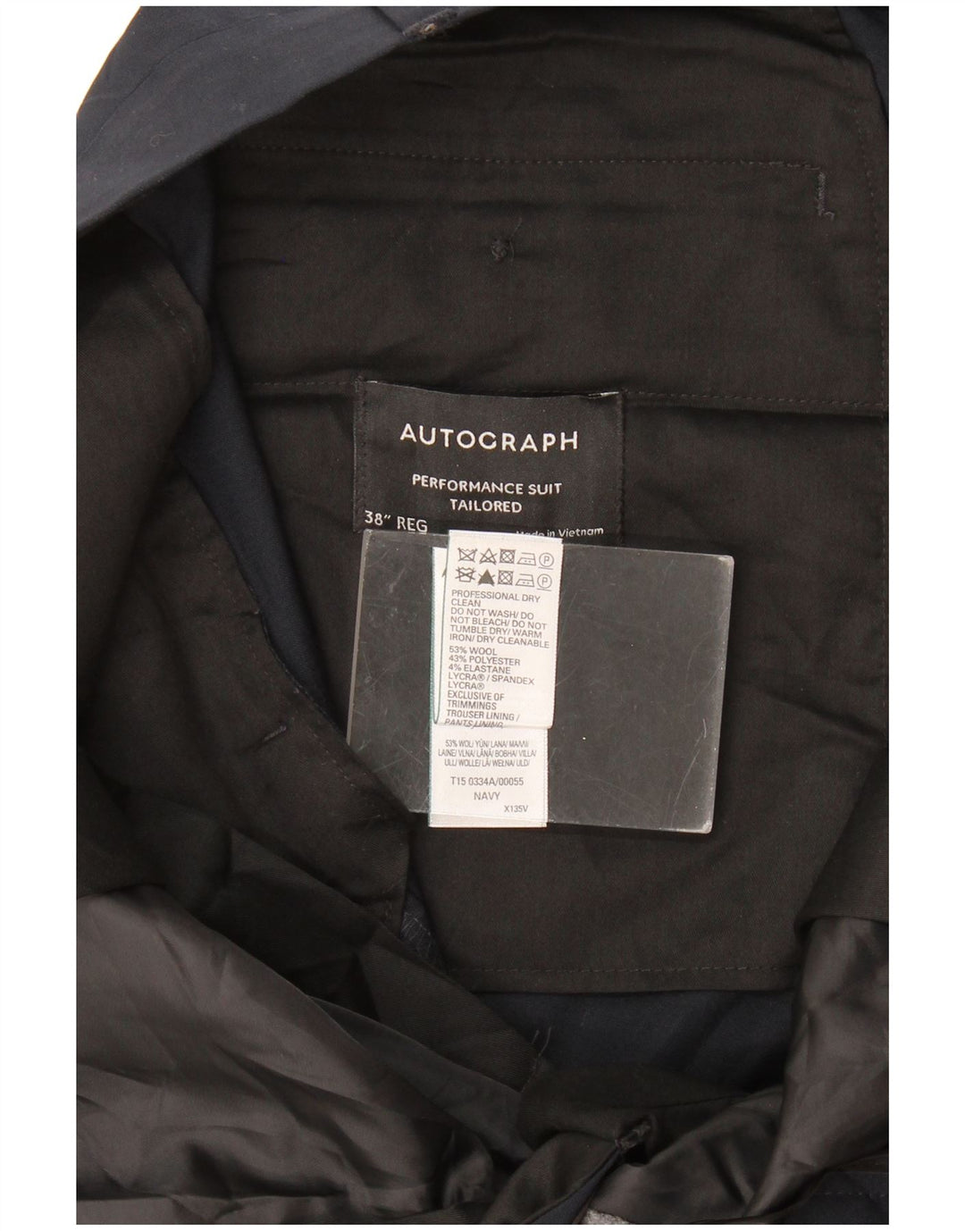 Marks & Spencer Maßgeschneiderte, gerade Anzughose für Herren, W38 L29, Marineblau