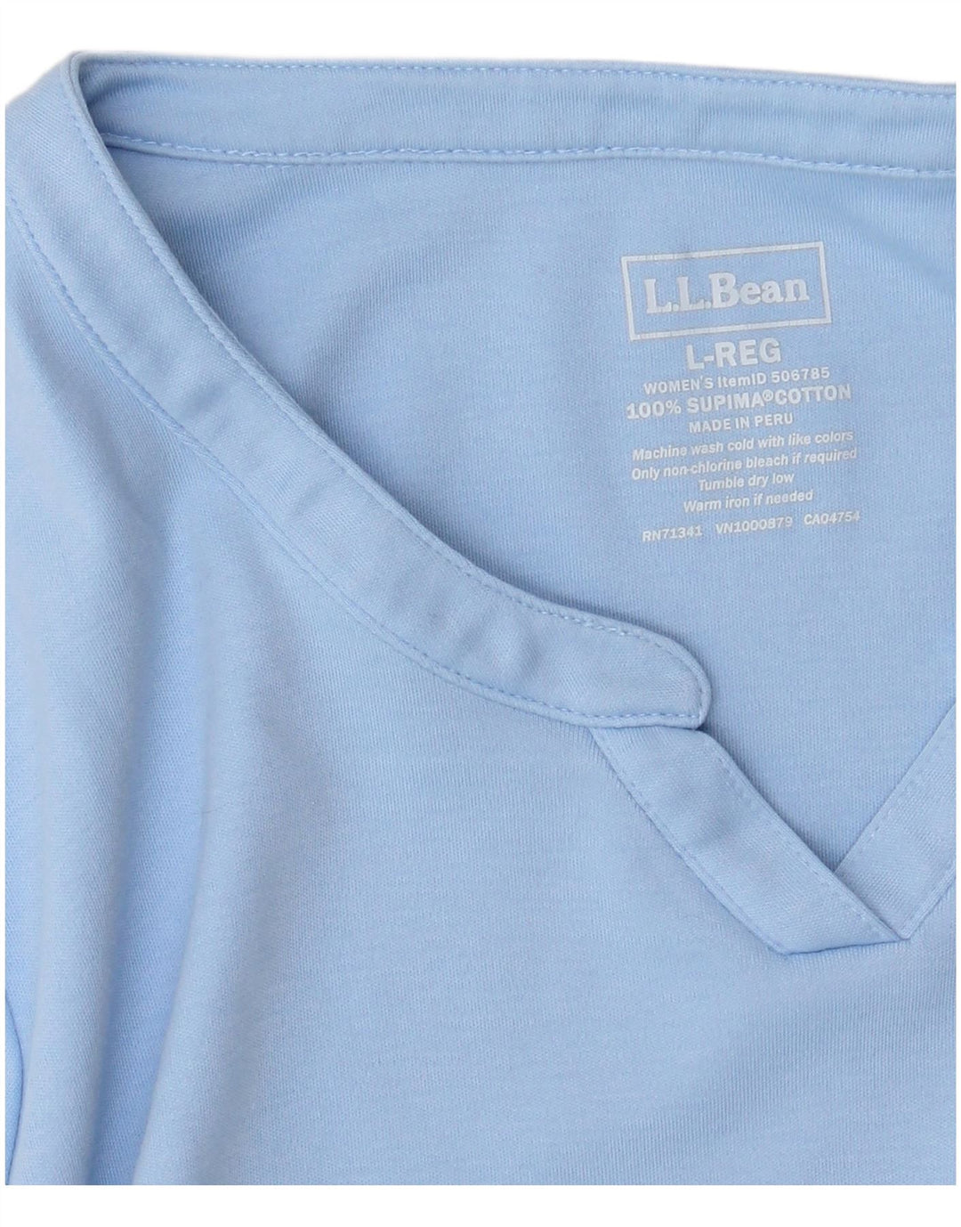 L.L.Bean Damen T-Shirt Top UK 16 Large Blau Baumwolle