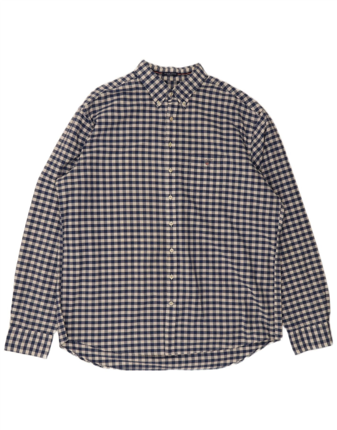 Gant Herren-Hemd mit normaler Passform, 3XL, blaues Gingham-Baumwolle
