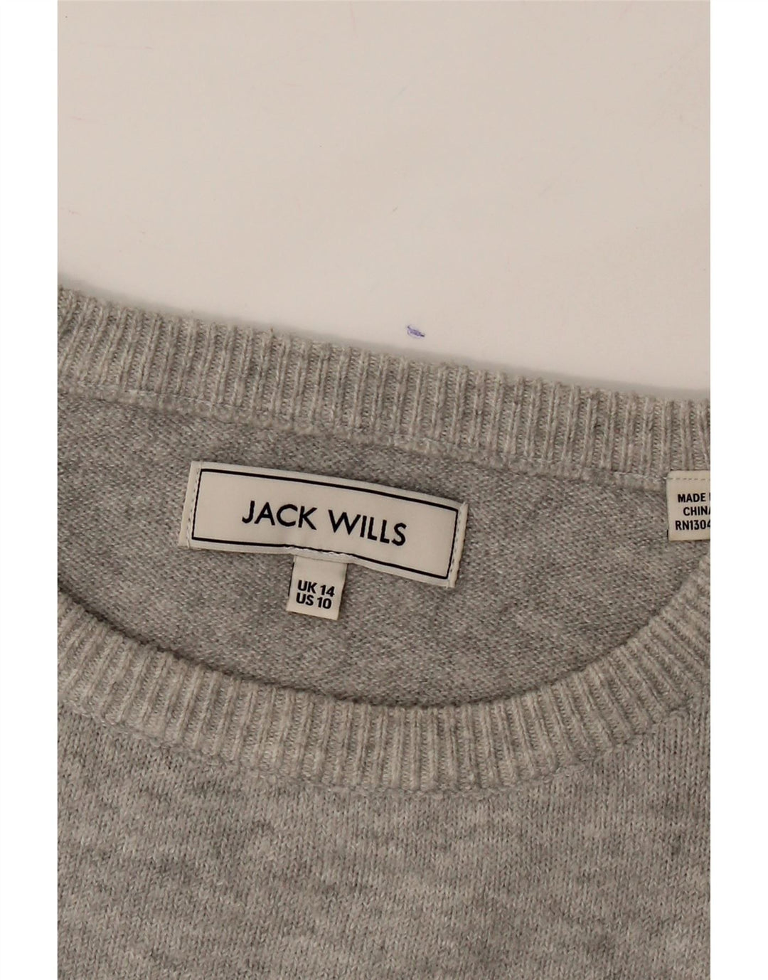 JACK WILLS Womens Oversized Boat Neck Jumper Sweater UK 14 Medium Grey Vintage Jack Wills and Second-Hand Jack Wills from Messina Hembry 