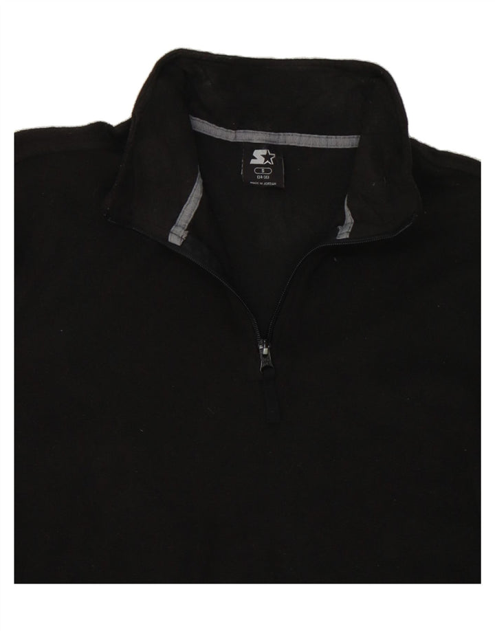 STARTER Mens Zip Neck Fleece Jumper UK 34/36 Small Black Polyester Vintage Starter and Second-Hand Starter from Messina Hembry 