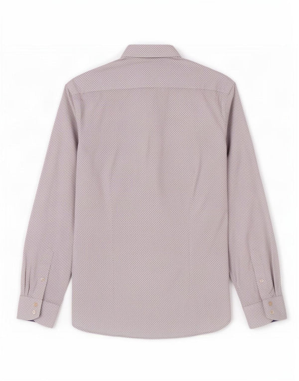 Ted Baker Herrenhemd Größe 15,5 Mittelweiße geometrische Baumwolle