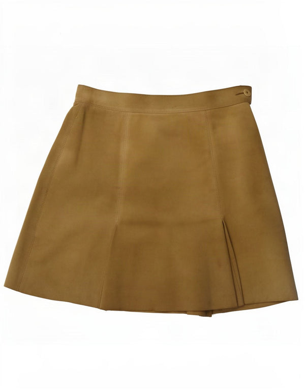 Vintage Damen Wildleder Minirock IT 44 Mittel W30 Beige