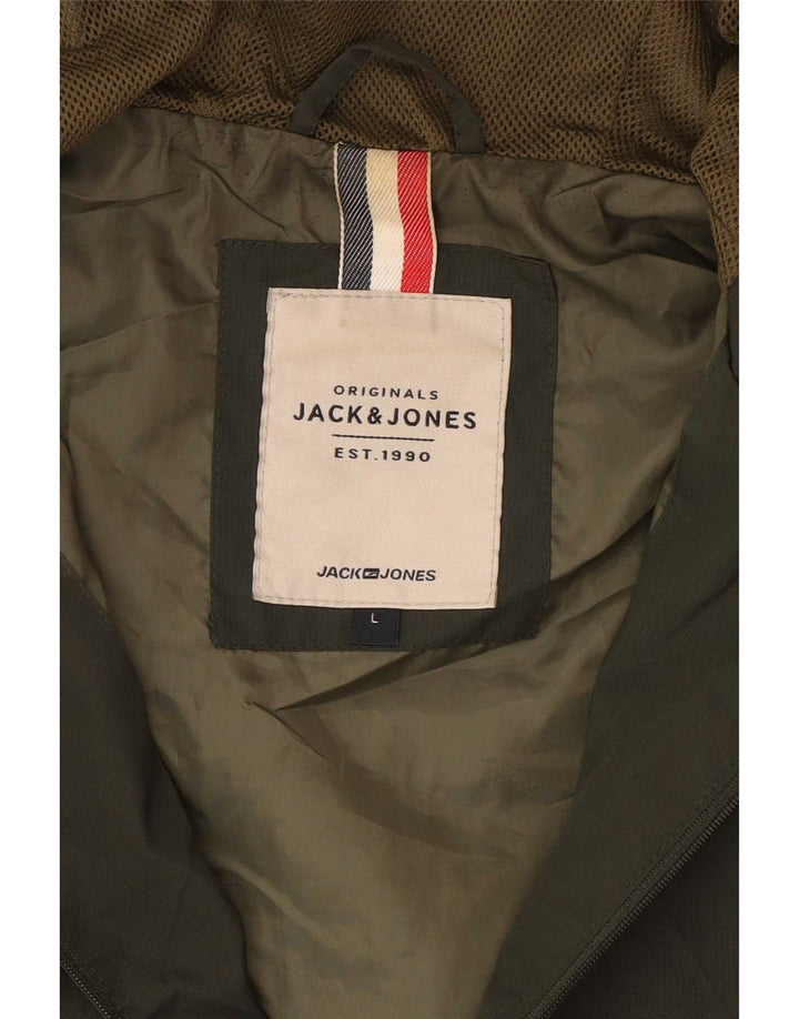 Jack & Jones Herren-Regenjacke mit Kapuze, UK 40, Größe L, grün, Polyester