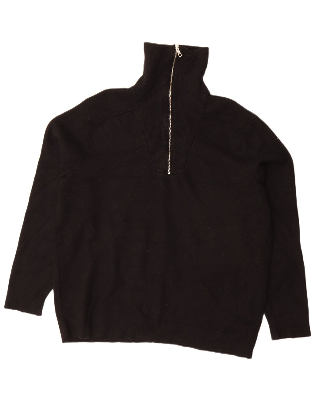 Zara Herren-Pullover mit Reißverschluss, XL, schwarze Viskose