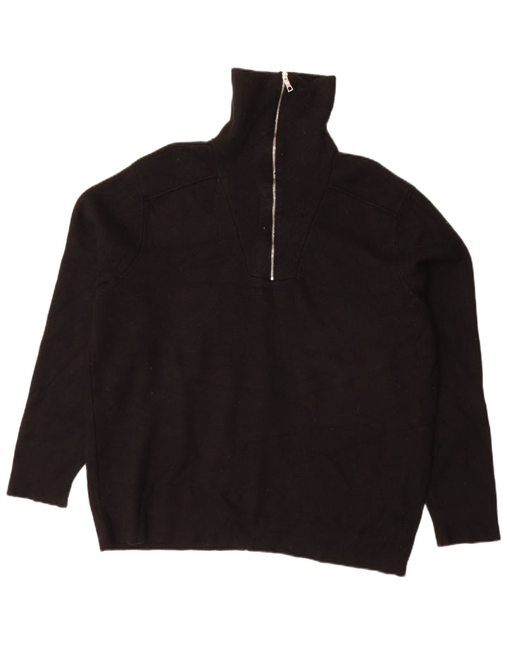 Zara Herren-Pullover mit Reißverschluss, XL, schwarze Viskose