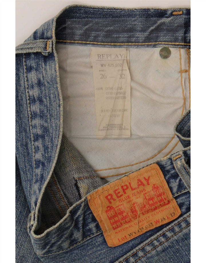 Replay Damen Bootcut Jeans W26 L32 Blaue Baumwolle