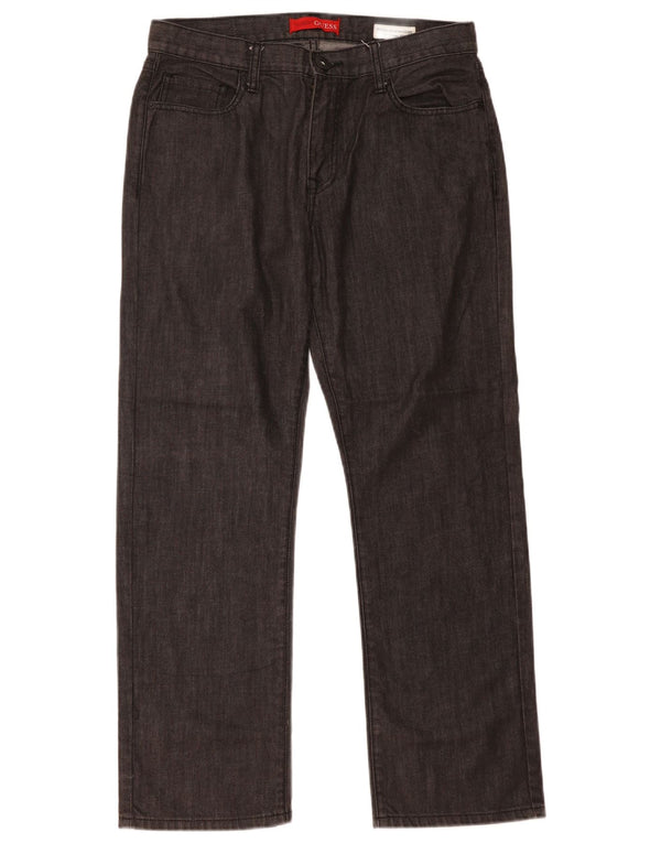 Guess Herren Straight Jeans W33 L30 Graue Baumwolle