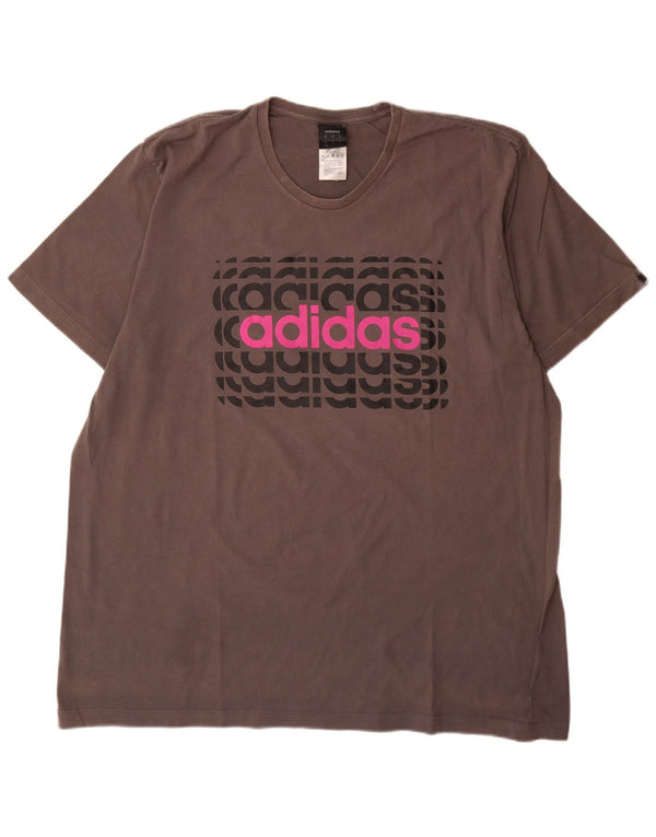Adidas Herren Grafik T-Shirt Top 2XL Grau Baumwolle
