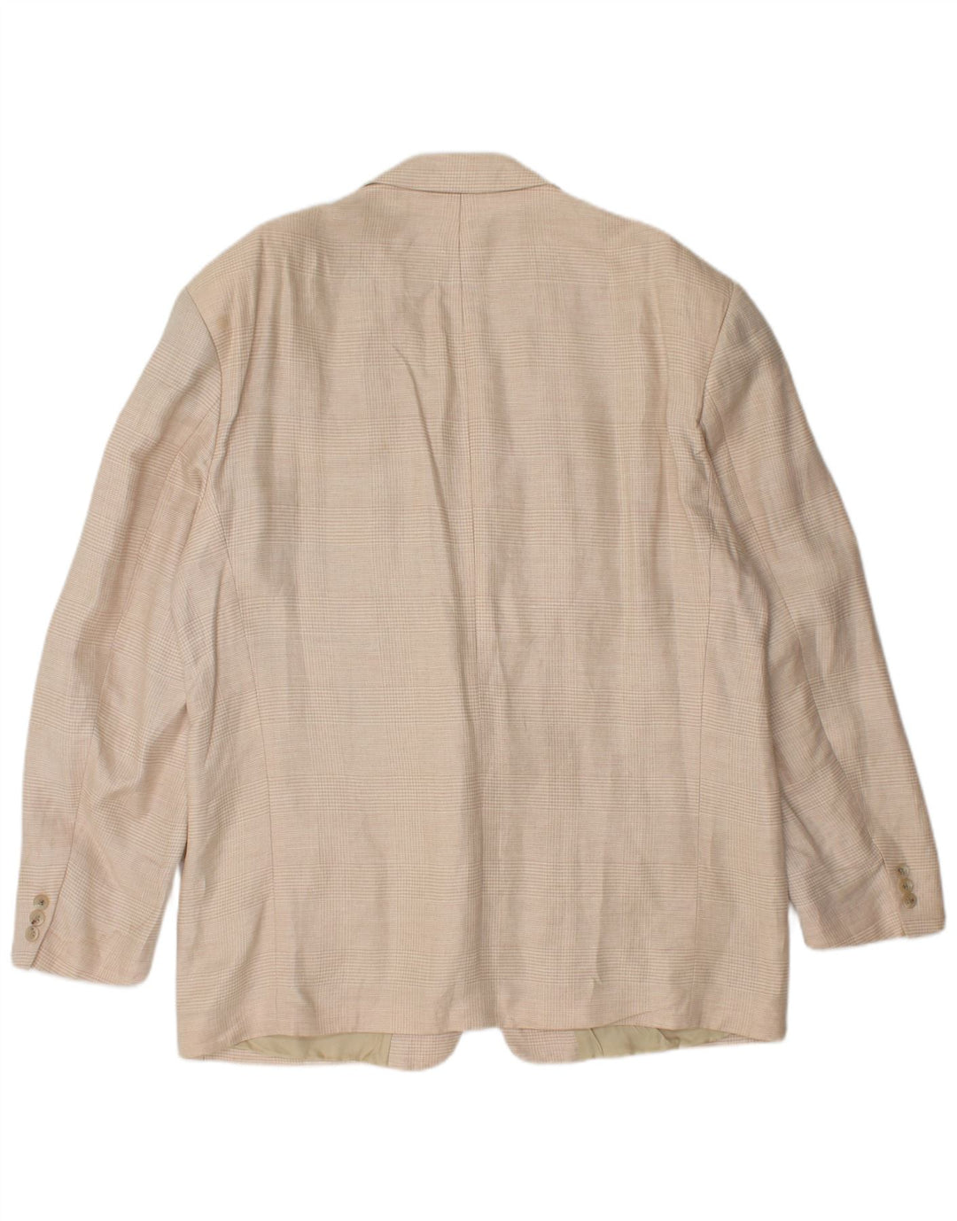 HUGO BOSS Herren 2-Knopf-Blazerjacke EU 56 3XL Beige kariertes Leinen