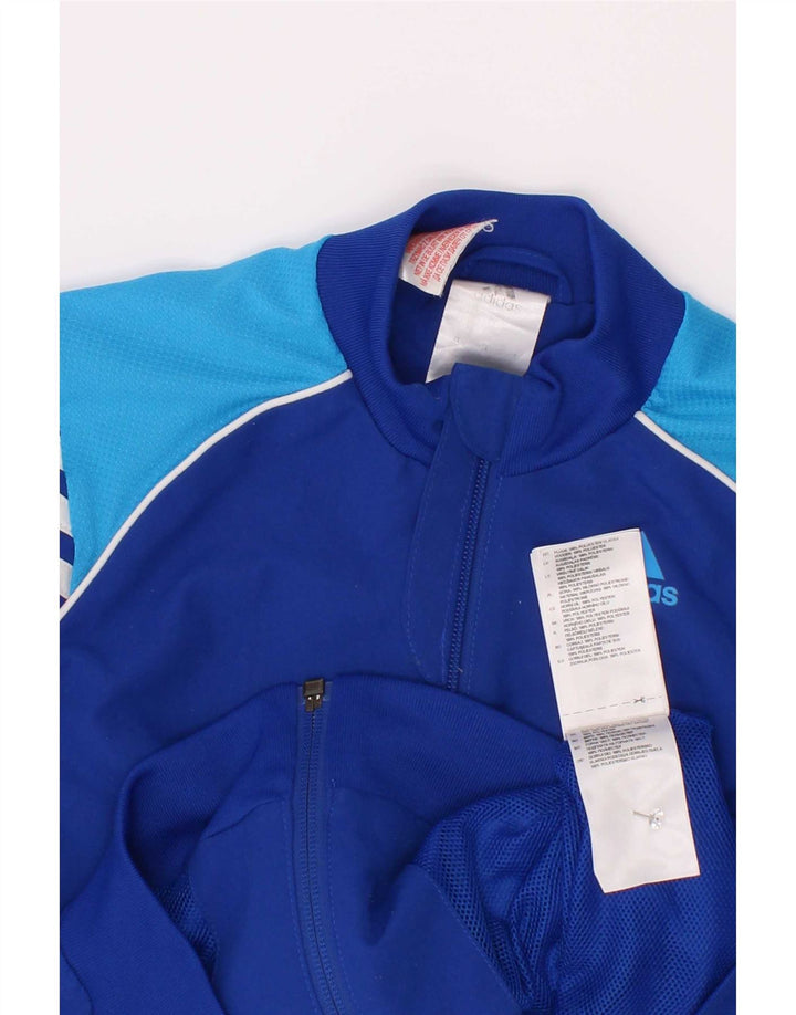 Adidas Jungen-Trainingsanzug-Top-Jacke, 7–8 Jahre, blaues Farbblock-Polyester