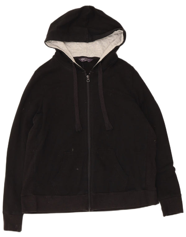 Marks & Spencer Damen-Kapuzenpullover mit Reißverschluss, UK 20 2XL, schwarze Baumwolle