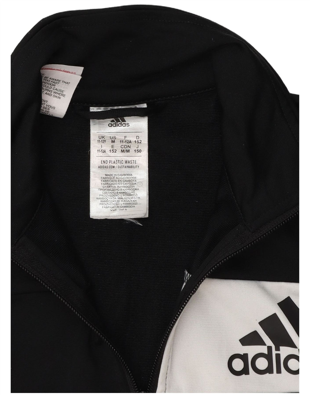 Adidas Jungen-Trainingsanzug-Top-Jacke, 11–12 Jahre, schwarzes Colourblock-Polyester
