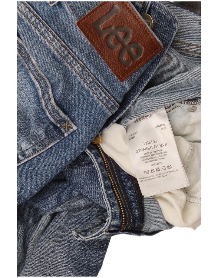 Lee Herren Straight Jeans W38 L30 Blaue Baumwolle