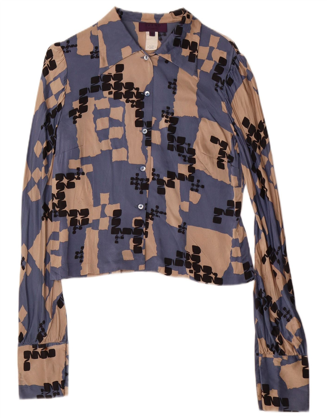 LES COPAINS Damen 2-teiliges Rockset IT 42 Medium W28 Blaue geometrische Seide