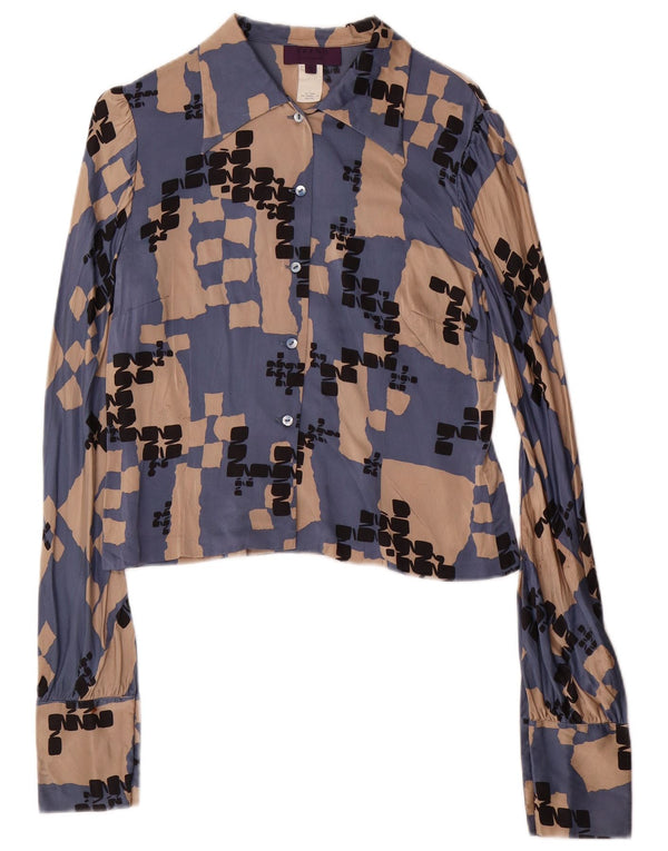 LES COPAINS Damen 2-teiliges Rockset IT 42 Medium W28 Blaue geometrische Seide