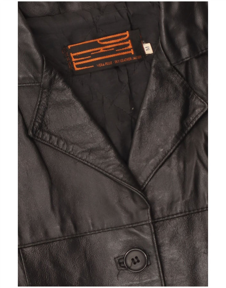 Vintage Damen Lederjacke UK 14 Mittelschwarzes Leder