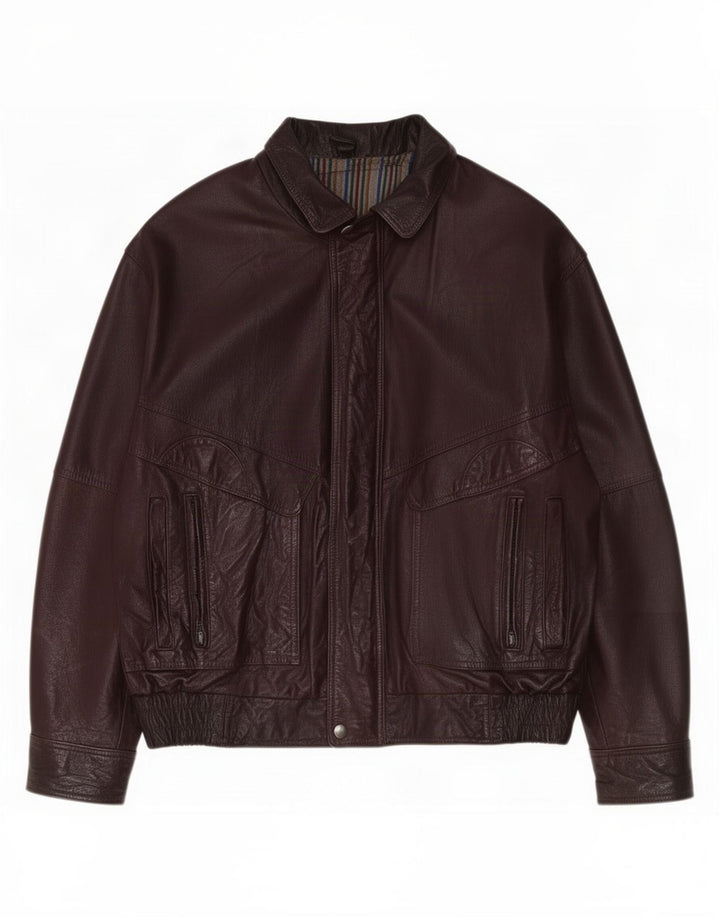Vintage Herren Lederjacke EU 50 Large Burgund