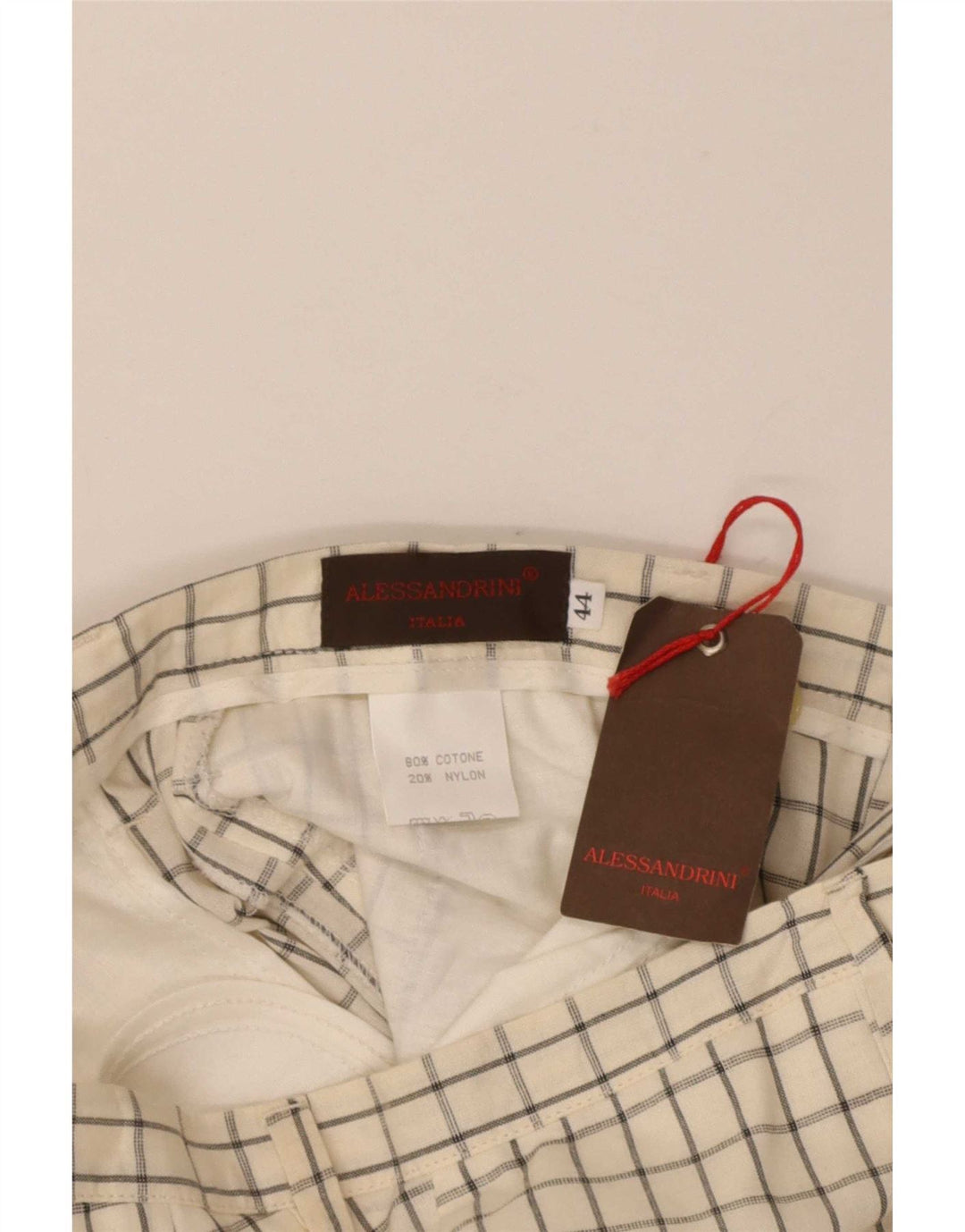 Vintage Damen gerade Chinohose IT 44 Medium W30 L31 Off White Check