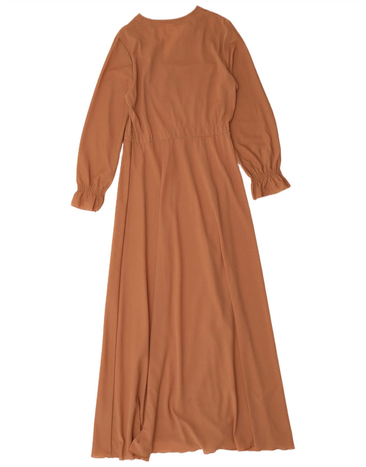 Vintage Damen Maxikleid UK 12 Mittelbraun