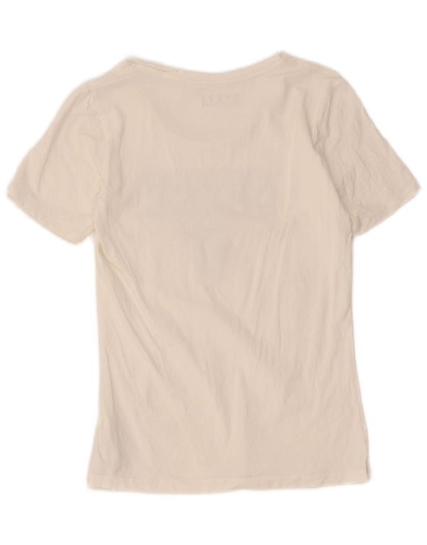 Guess Damen-T-Shirt mit Grafik, UK 8, Größe S, weiße Baumwolle