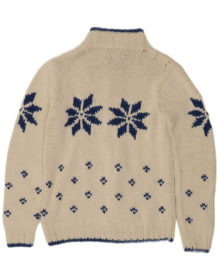 Marlboro Classics Herren-Strickjacke, mittelgroß, gebrochenes Weiß, Fair-Isle-Retro
