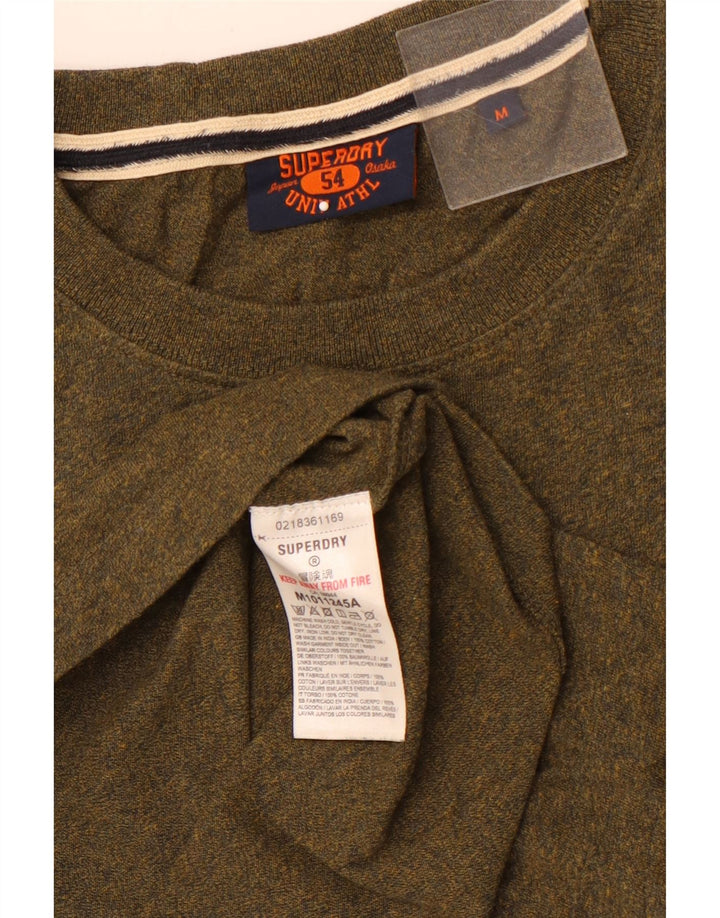 SUPERDRY Herren T-Shirt-Oberteil aus mittlerer Khaki-Baumwolle