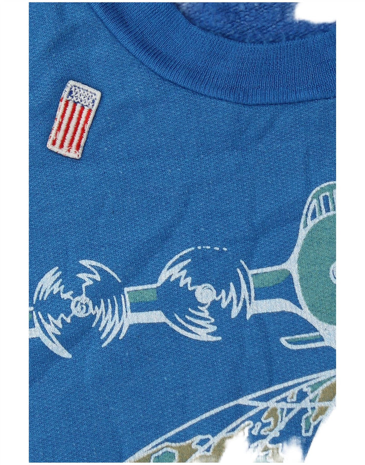 Vintage Herren Grafik Sweatshirt Pullover Groß Blau