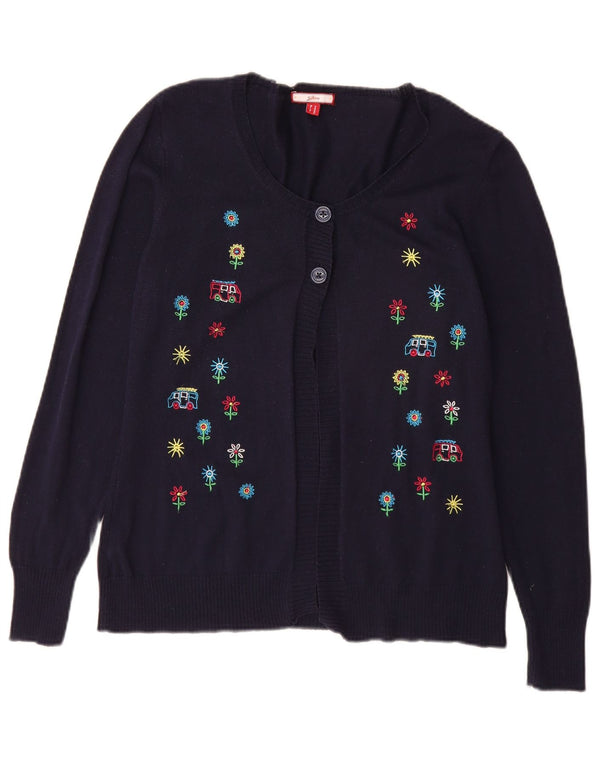 Joe Browns Damen-Cardigan mit Grafik, Gr. 12, mittelgroß, marineblau, geblümt