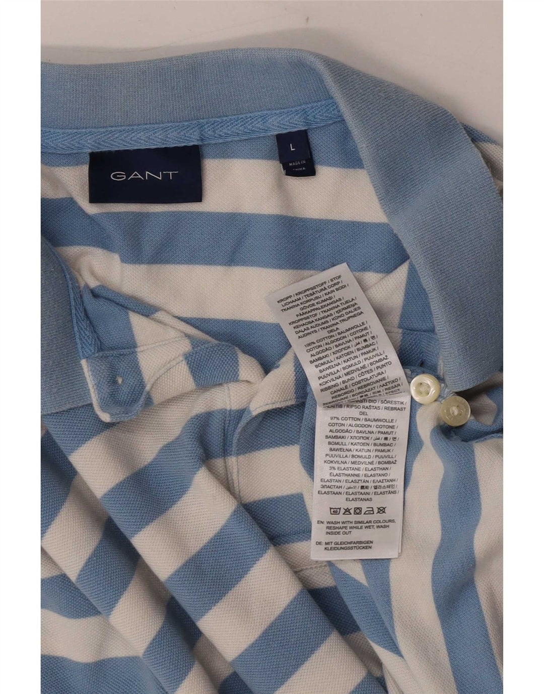 Gant Herren-Poloshirt, groß, blau gestreift, Baumwolle