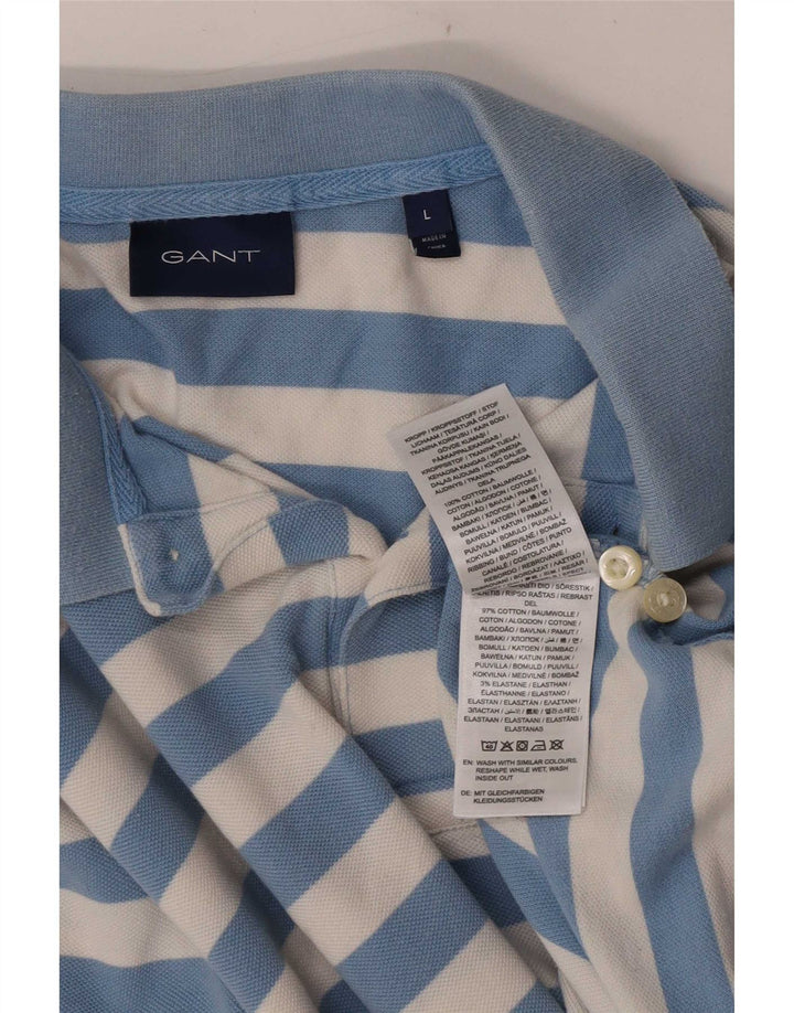 Gant Herren-Poloshirt, groß, blau gestreift, Baumwolle