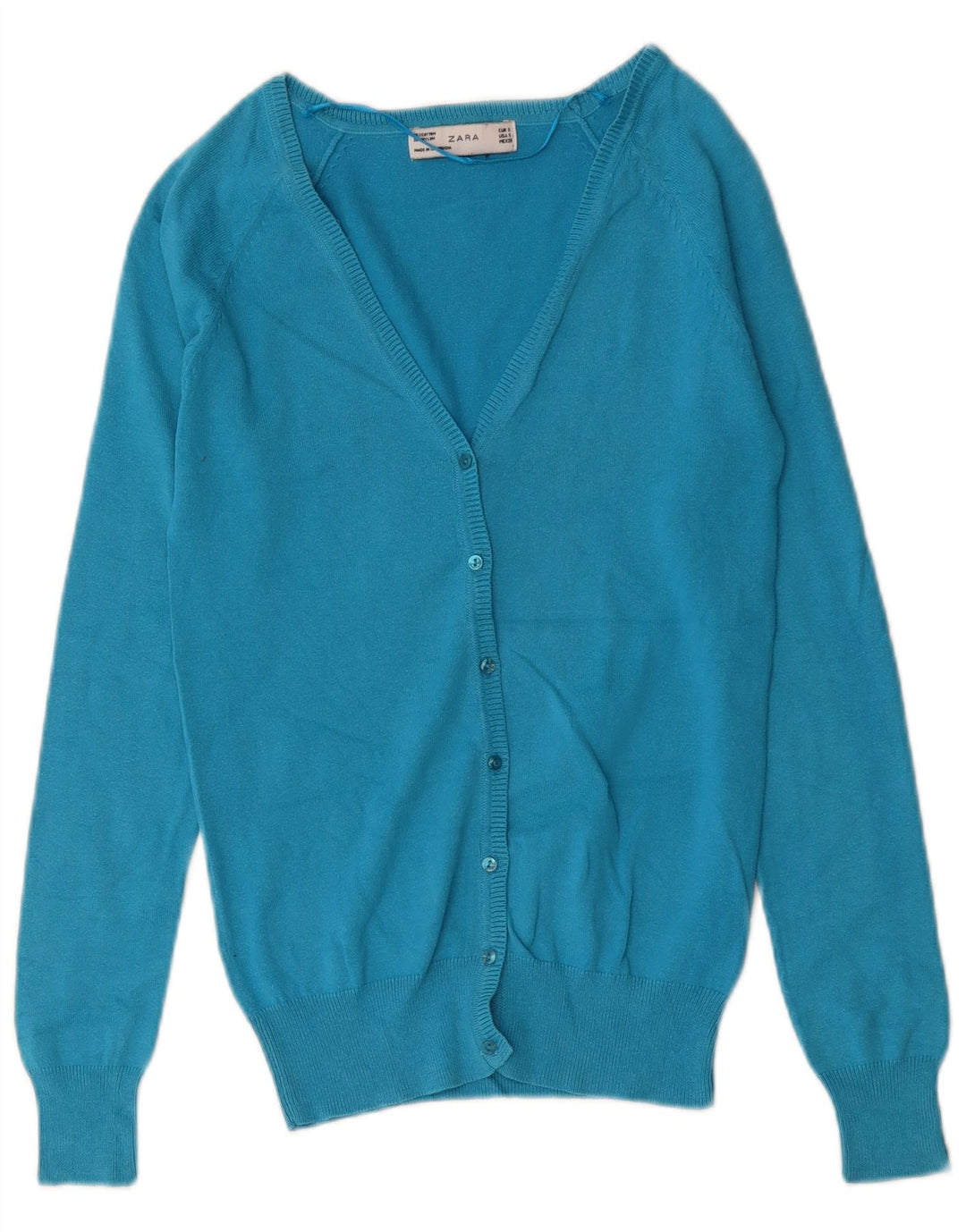 ZARA Damen-Cardigan-Pullover UK 10 Small Blaue Baumwolle