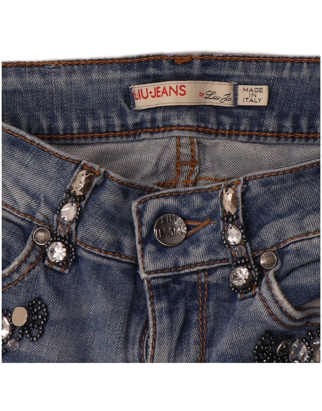 Liu Jo Damen Distressed Straight Jeans W26 L27 Blau