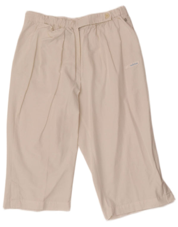 Adidas Damen Straight Capri Hose UK 16 Large W30 L17 Weiße Baumwolle