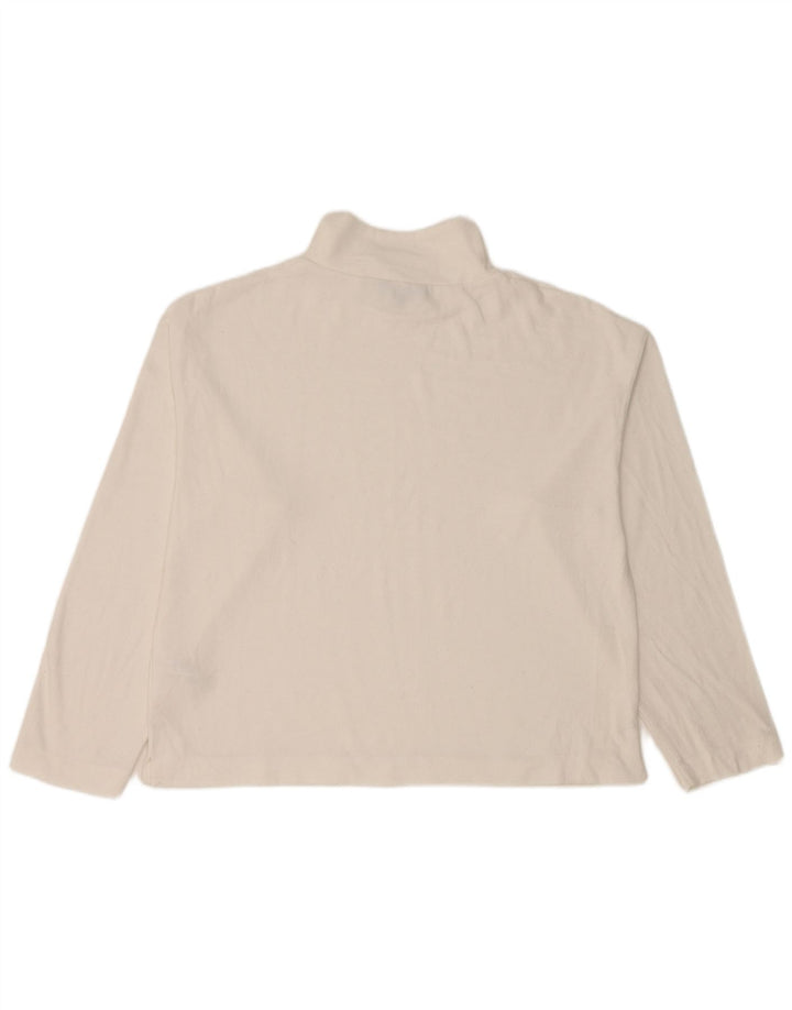 Marks & Spencer Damen Top Langarm UK 12 Mittelweißes Polyester
