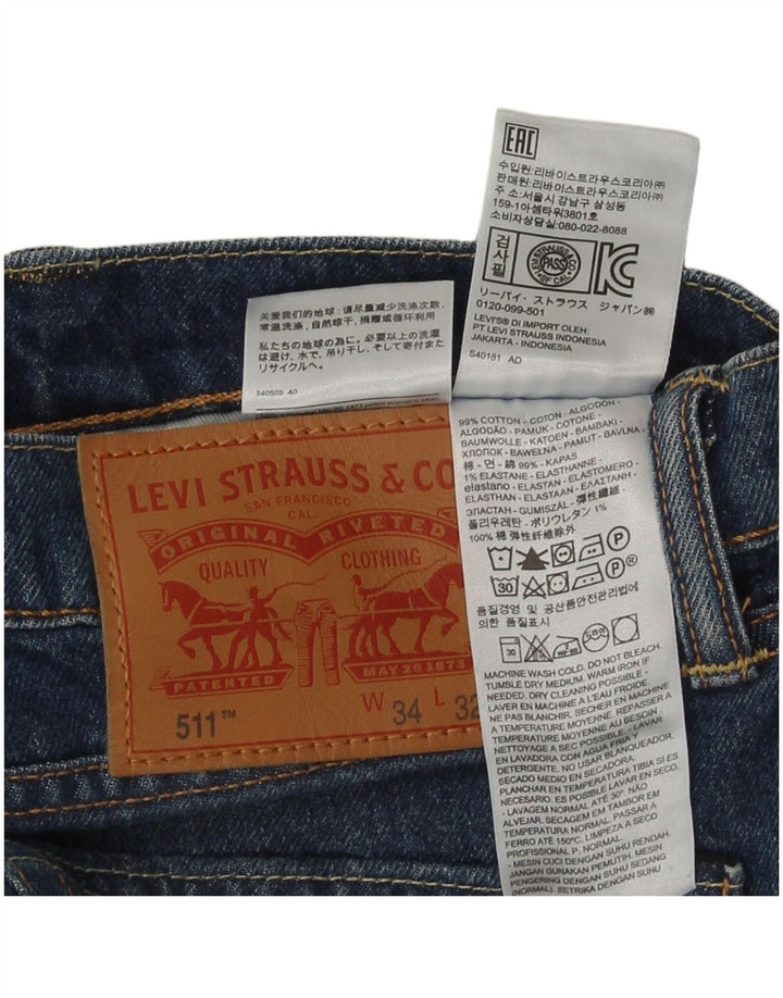 Levi's Herren 511 Slim Jeans W34 L32 Blaue Baumwolle