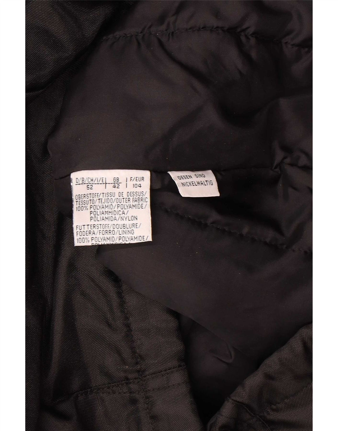 Wattierte Vintage-Herrenjacke mit Kapuze, UK 42, XL, Schwarz, Polyamid