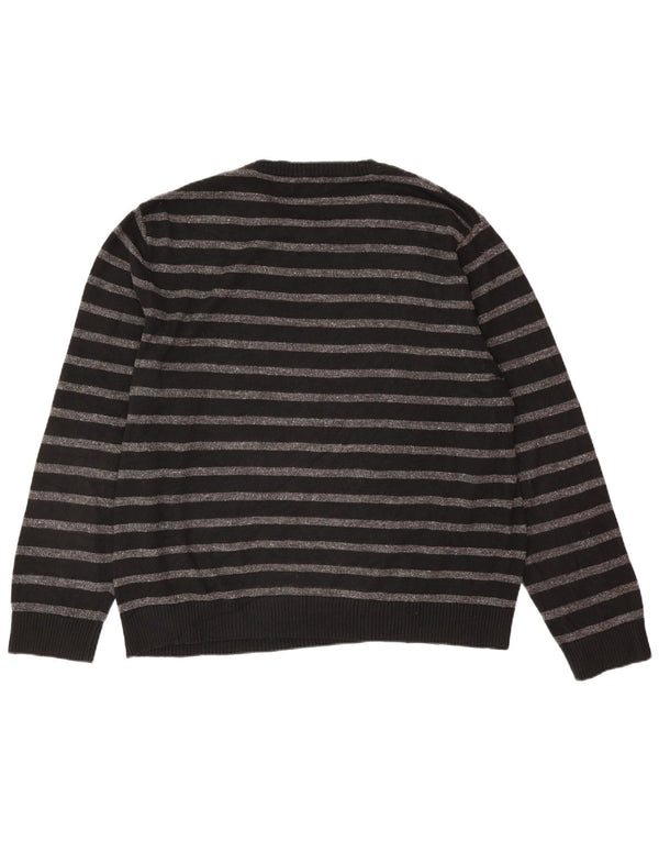 Nautica Herren-Pullover mit Rundhalsausschnitt, 2XL, schwarz gestreift, Baumwolle