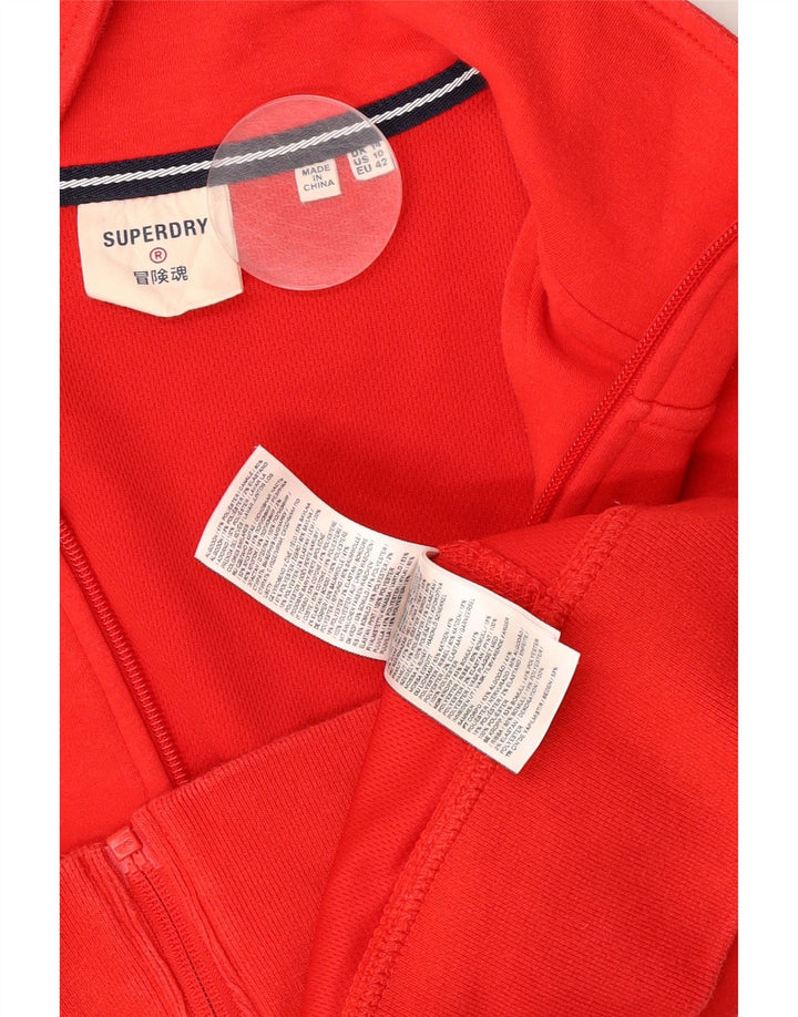 Superdry Damen Crop Trainingsanzug Top Jacke UK 14 Large Rot Farbblock