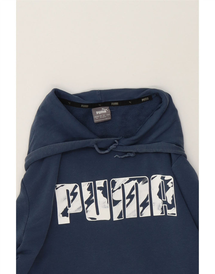 PUMA Mens Graphic Hoodie Jumper Medium Navy Blue Cotton Vintage Puma and Second-Hand Puma from Messina Hembry 