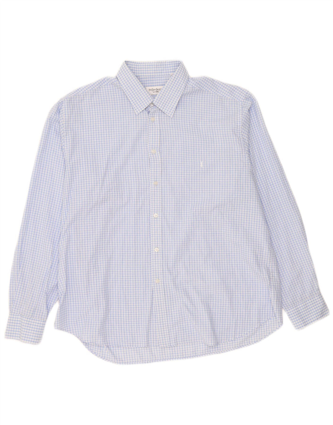 Yves Saint Laurent Herrenhemd 2XL blau kariert Baumwolle