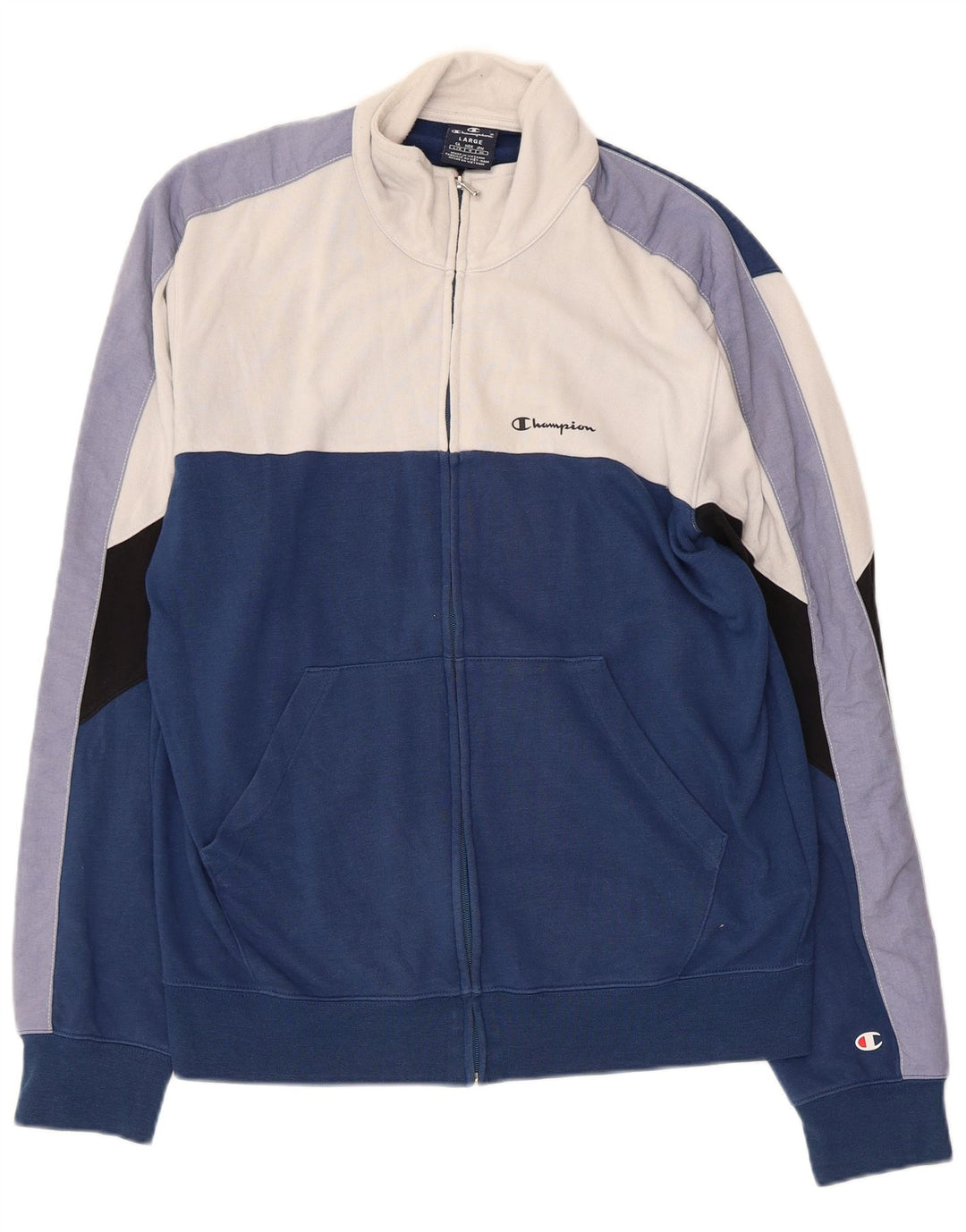 CHAMPION Herren-Trainingsanzug-Oberteil, große marineblaue Farbblock-Baumwolle