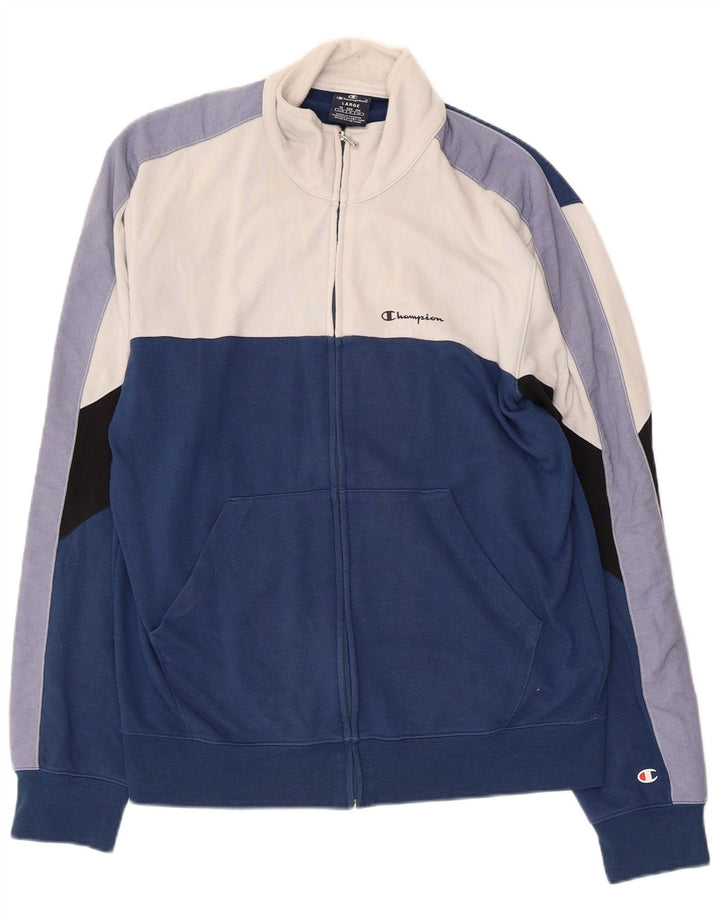 CHAMPION Herren-Trainingsanzug-Oberteil, große marineblaue Farbblock-Baumwolle